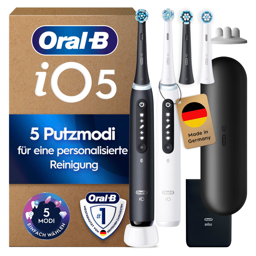 Oral-B iO Series 5 Plus Edition Elektrische Zahnbürste/Electric Toothbrush, Doppelpack PLUS 2 Aufste