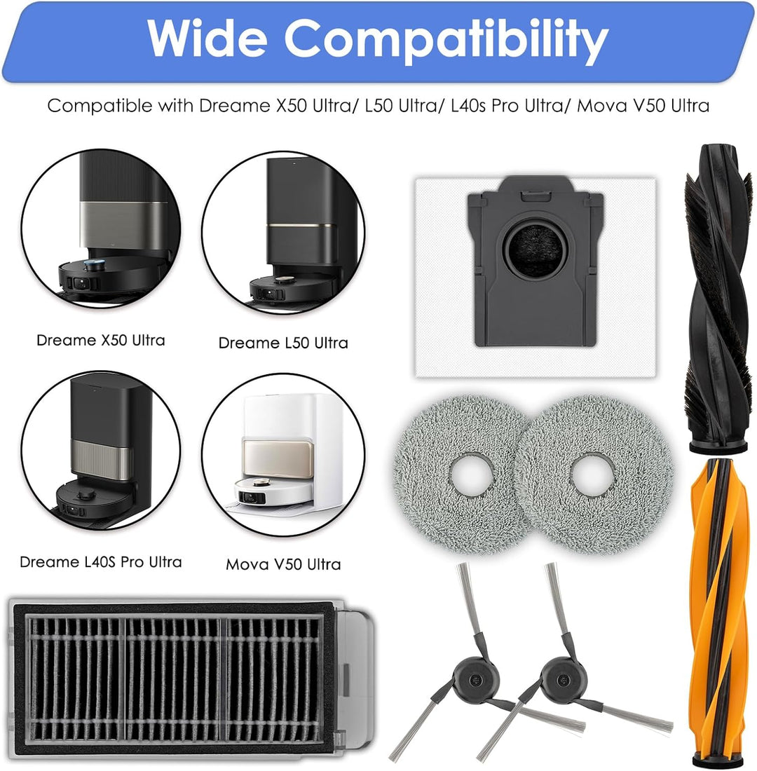 (22 Stück) X50 Ultra Ersatzteile für Dreame L40S Pro Ultra/ L50 Pro Ultra/ X50 Master Roboterstaubsa