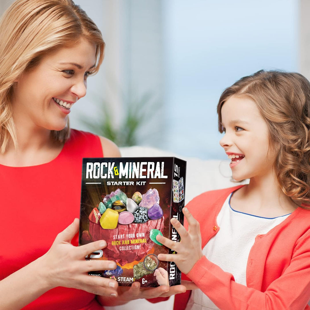 Edelsteinsammlung für Kinder - Mit 15 Gross Edelsteine und Aufbewahrungsbox mit Deckel - Mineralien