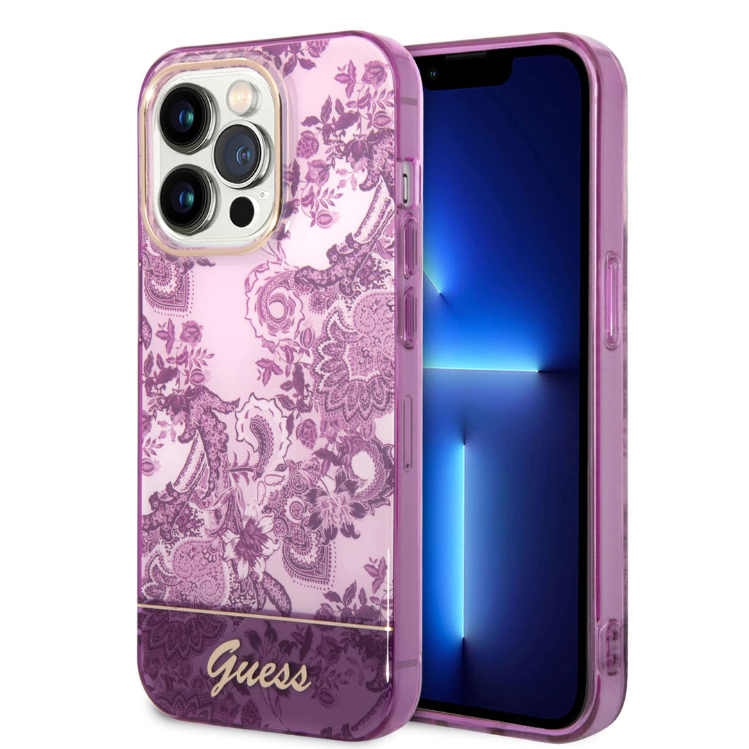 Guess GUHCP14LHGPLHF hülle für iPhone 14 Pro 6, 1" Fuchsia/Fuschia hardcase Porcelain Collection, sc