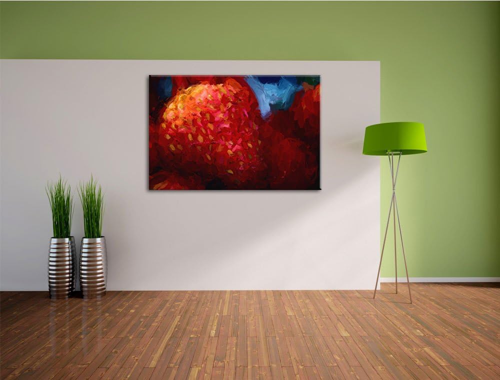 reife Erdbeeren Deluxe Format: 100x70 cm auf Leinwand, XXL riesige Bilder fertig gerahmt mit Keilrah