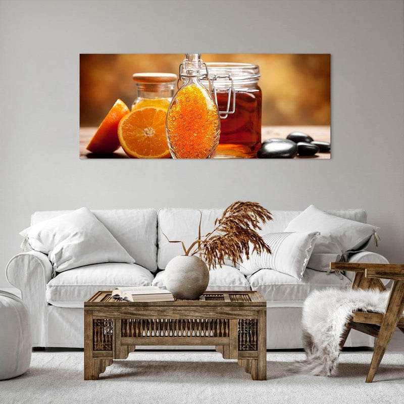 Wandbilder Dekoration Wohnzimmer Essen Honig Glas Vitamin Panorama Bilder auf Leinwand 120x50cm Lein