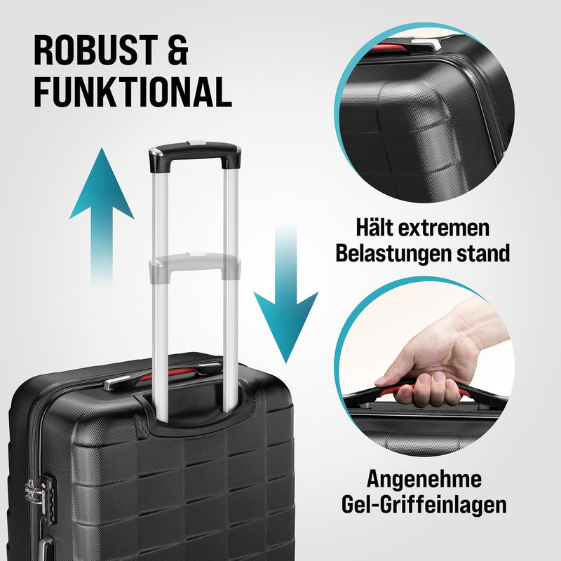 MONZANA® 3tlg. Kofferset TSA Schloss Organizer Kofferwaage Gurt Gel-Griffe Zwillingsrollen Standfüss