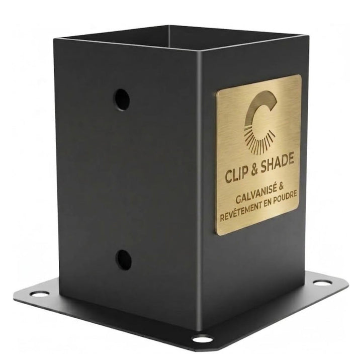 CLIP &amp; SHADE Pfostenschuh 100x100 mm 1-Weg | Pfostenträger Aufschraubhülse Holz 10x10 cm | Balkensch