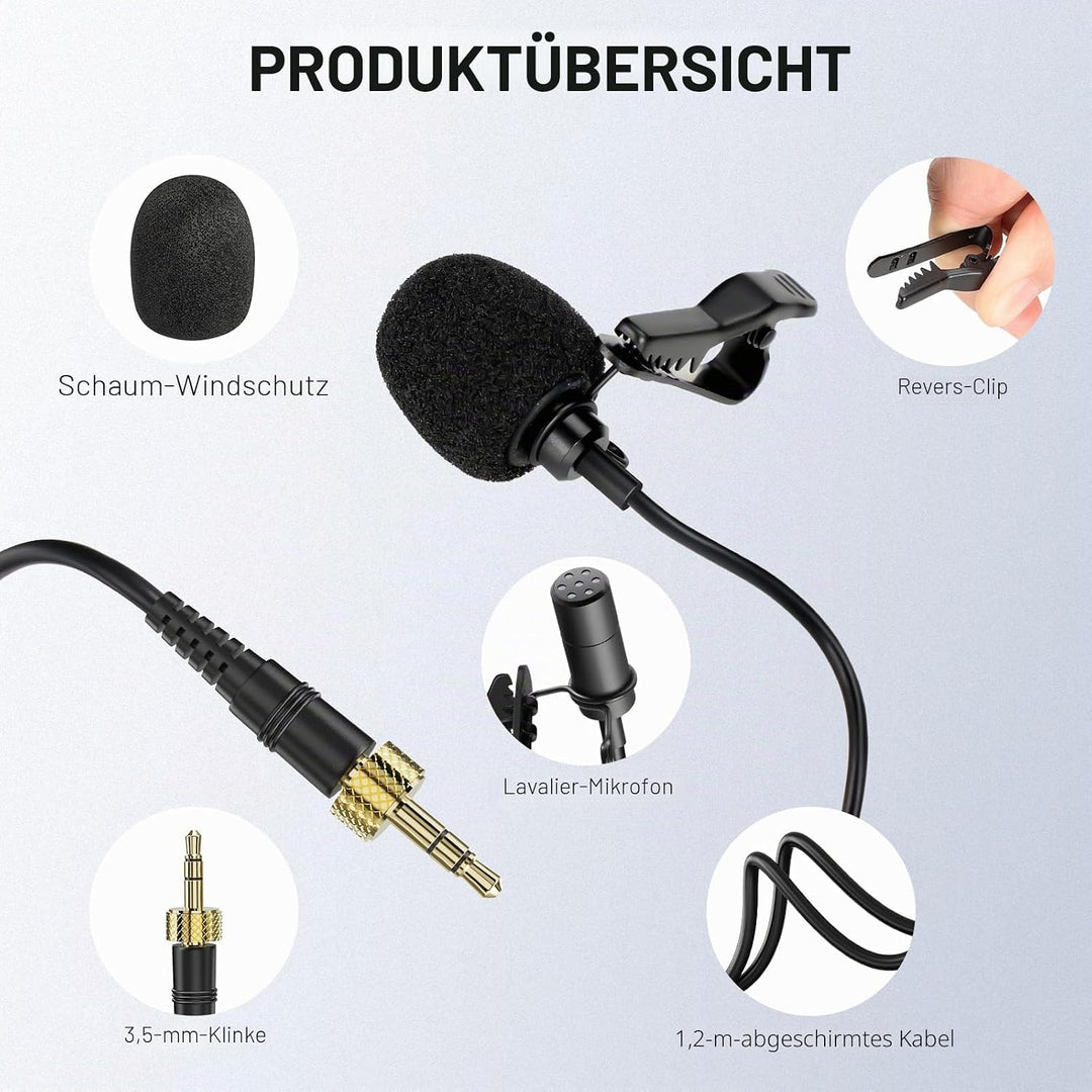 NEEWER Ansteckmikrofon (2er Pack), kabelgebundenes Mikrofon, Omnidirektionales Kondensator Lavalier