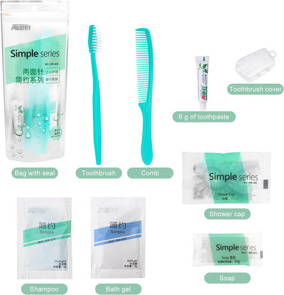 Zahnbürste und Zahnpasta Set, einzeln verpackt, mit Reise-Zahnpasta und Bürste, Kamm, Shampoo, Dusch