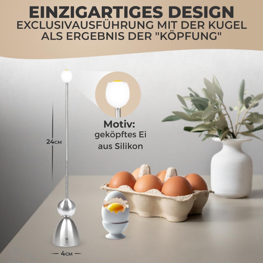 Clack 99009 - Eierschalensollbruchstellenverursacher - Edelstahl - Motiv: Frühstücksei - Made in Ger