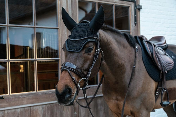Kentucky Horsewear Wellington Glitter Soundless Fliegenohren, Grösse:WB, Farbe:schwarz WB schwarz, W