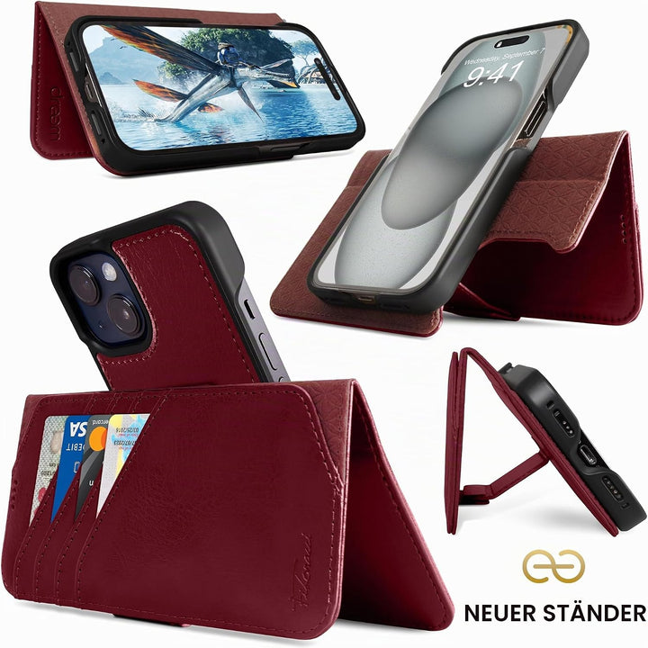 Dreem Fibonacci iPhone 15 Brieftaschen-Etui / 2-in-1 stossfestes Etui und abnehmbares Folio aus vega