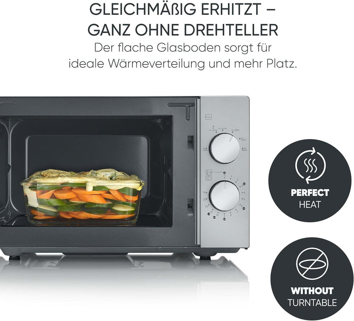 SEVERIN Solo-Mikrowelle mit Glasboden, ohne Drehteller, gleichmässige Erwärmung, mit 6 Leistungsstuf