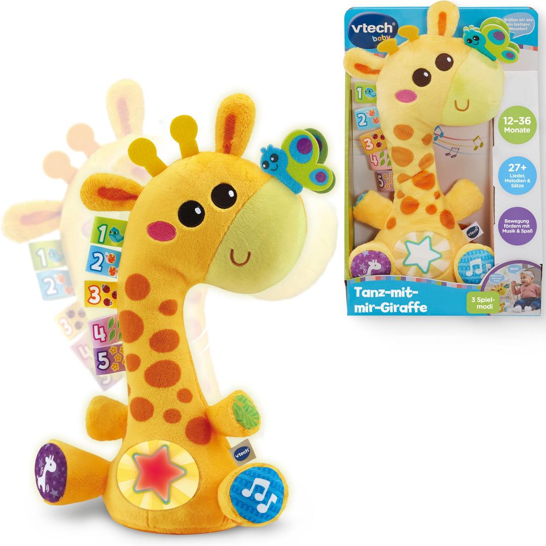 Vtech Baby Tanz-mit-Mir-Giraffe – Interaktives, nachsprechendes Plüschtier mit Musik-, Zahlen- und A