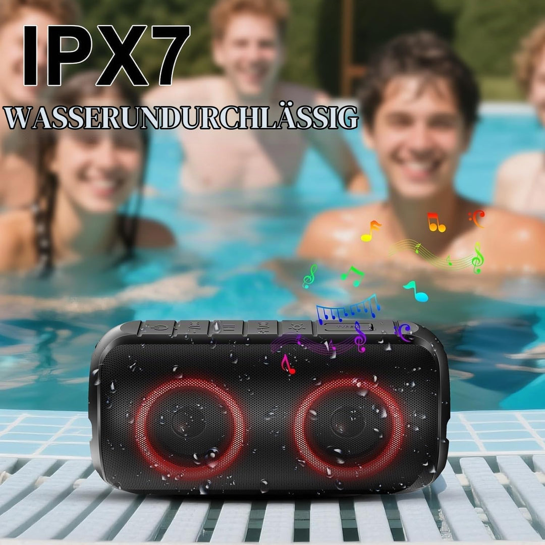 Bluetooth Lautsprecher mit Licht, RGB Blue tooth 5.3 Musikbox Tragbarer Bluetooth Box mit 20W Spitze