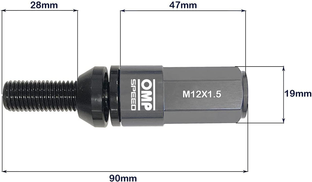 Omp Speed Schraubenset Performance mit Aluminiumschutz M12X1.5 Hex 17-19, L 28 mm, Aluminium 7075+DI