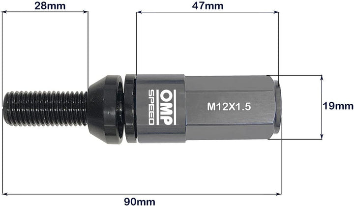 Omp Speed Schraubenset Performance mit Aluminiumschutz M12X1.5 Hex 17-19, L 28 mm, Aluminium 7075+DI