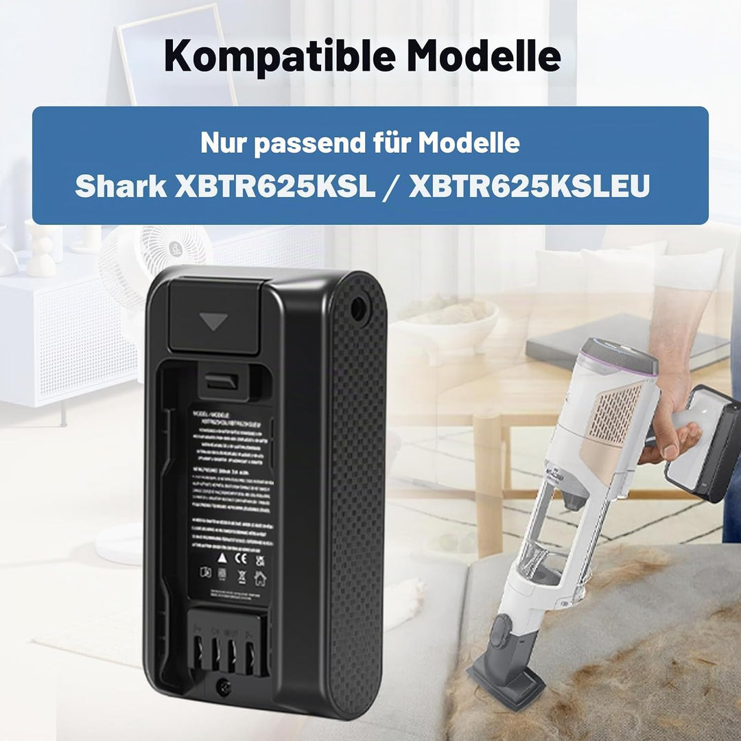 3000mAh 21.6V Akku-Ersatz kompatibel mit Shark XBTR625KSL/XBTR625KSLEU Serie kabelloser Staubsauger