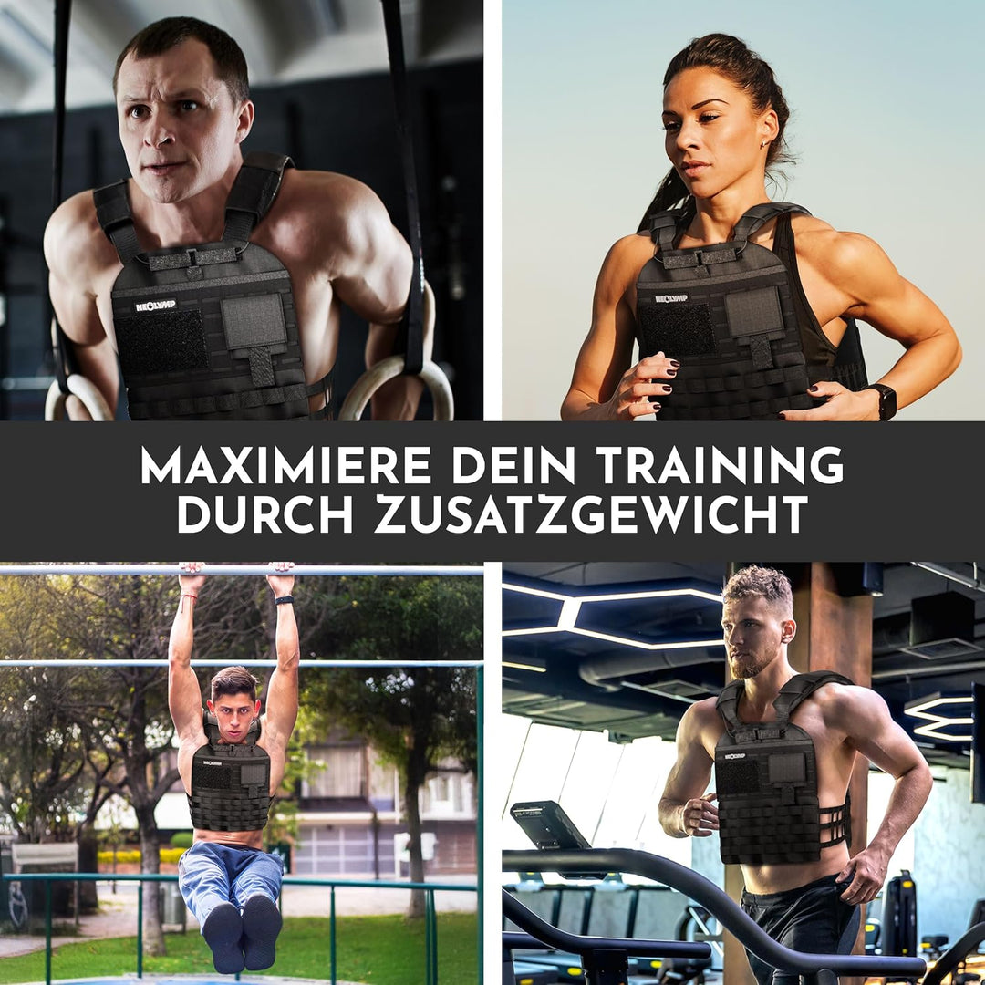 NEOLYMP Gewichtsweste – Unisex Weighted Vest – Plattenträger Weste mit Tasche – Kein Verrutschen – A