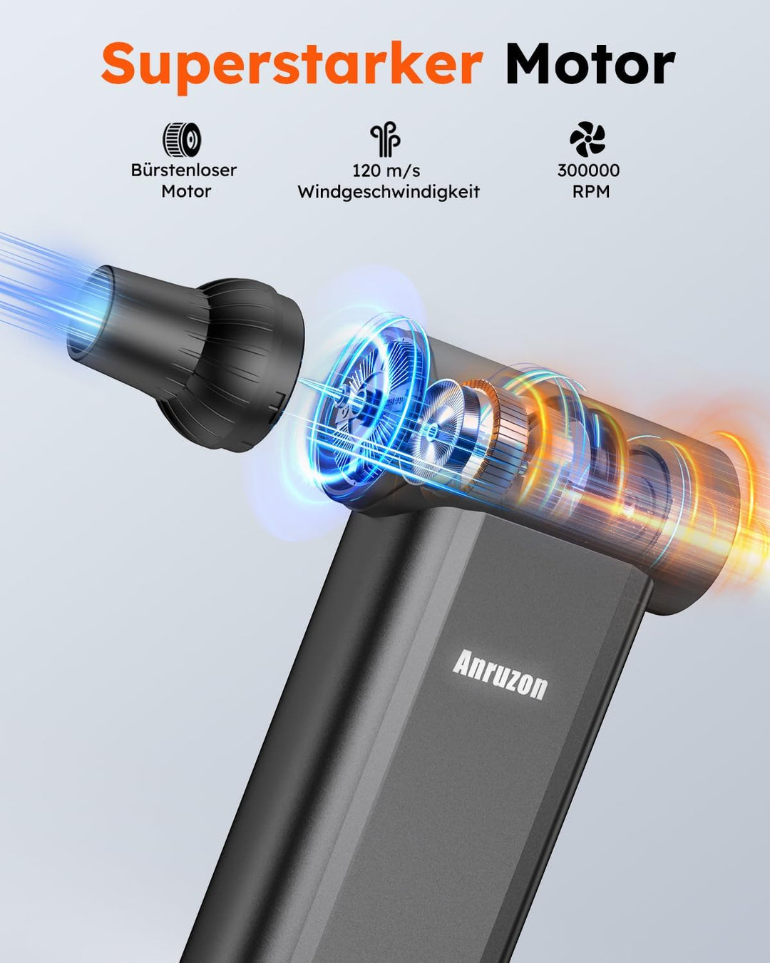 Elektrische Staubgebläse Druckluftspray für PC Reinigungsset, 300000 RPM Compressed Air Duster, 8-Ga