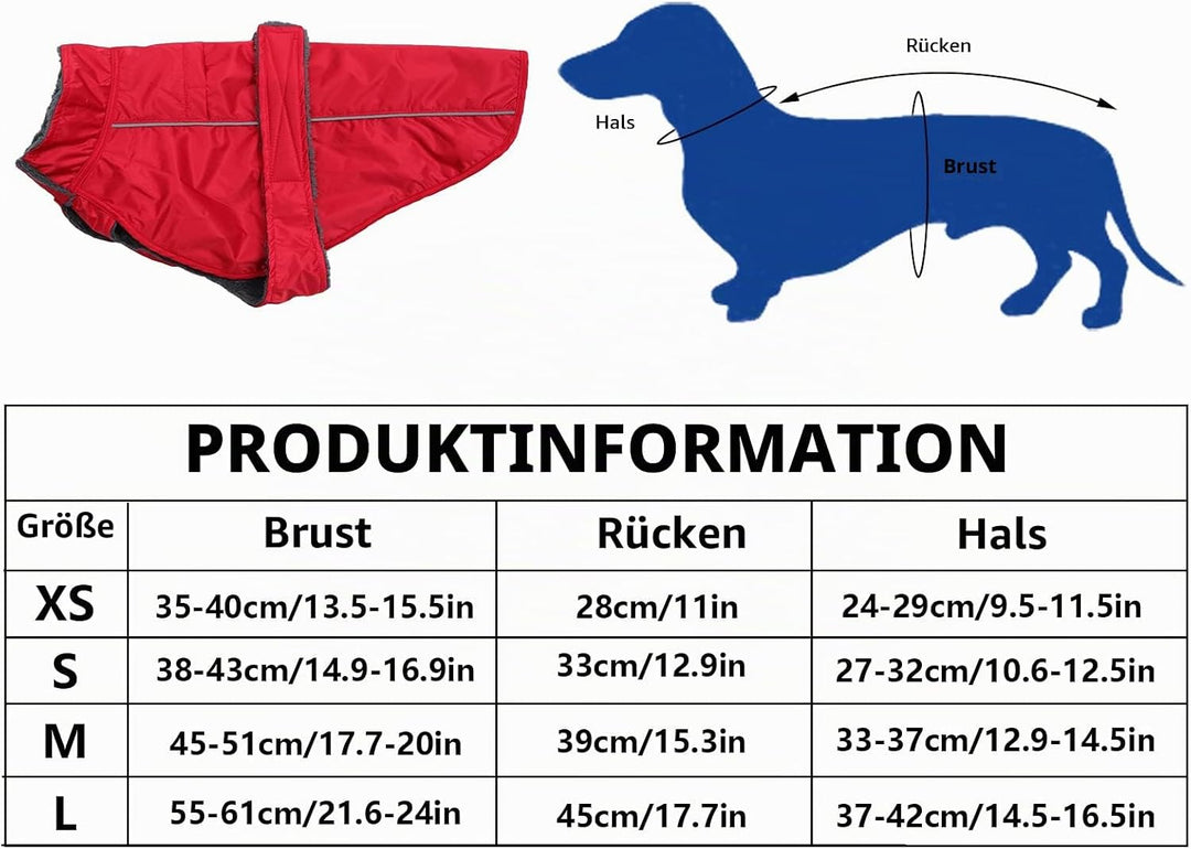 Morezi Dachshund Regenmantel, wasserdichte Aussenschicht, Fleecefutter, reflektierende Besätze, Vers