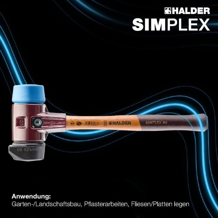 SIMPLEX-Schonhammer, Gummikomposition, mit Standfuss/TPE-soft; mit Tempergussgehäuse und hochwertige
