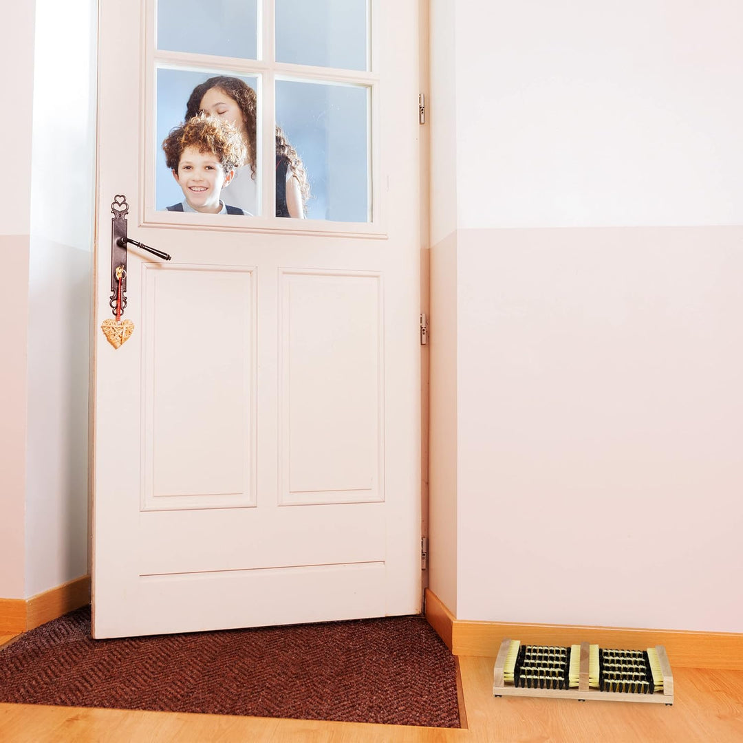 Relaxdays 4 x Outdoor Schuhabstreifer, Rutschfester Boden, kräftige, dichte Borsten, Fussabtreter Au