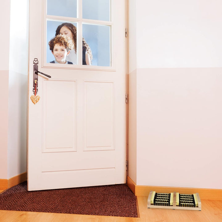 Relaxdays 4 x Outdoor Schuhabstreifer, Rutschfester Boden, kräftige, dichte Borsten, Fussabtreter Au