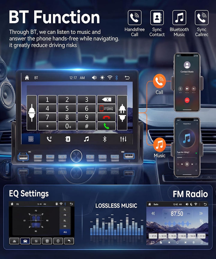 Rimoody Autoradio 1 Din mit Wireless Carplay Android Auto You-Tube IOS/Android Mirror Link Bluetooth