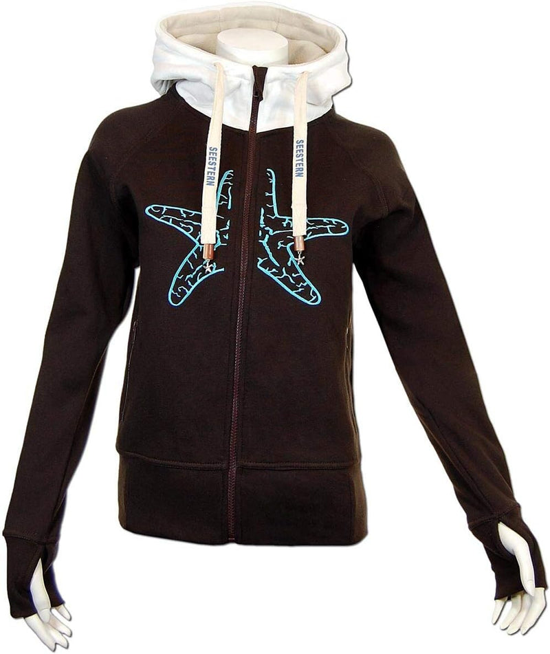 SEESTERN Damen Kapuzen Sweat Shirt Jacke Pullover Zip Hoody Sweater Gr.XS-XXL /1422-1622 XL Dunkel B