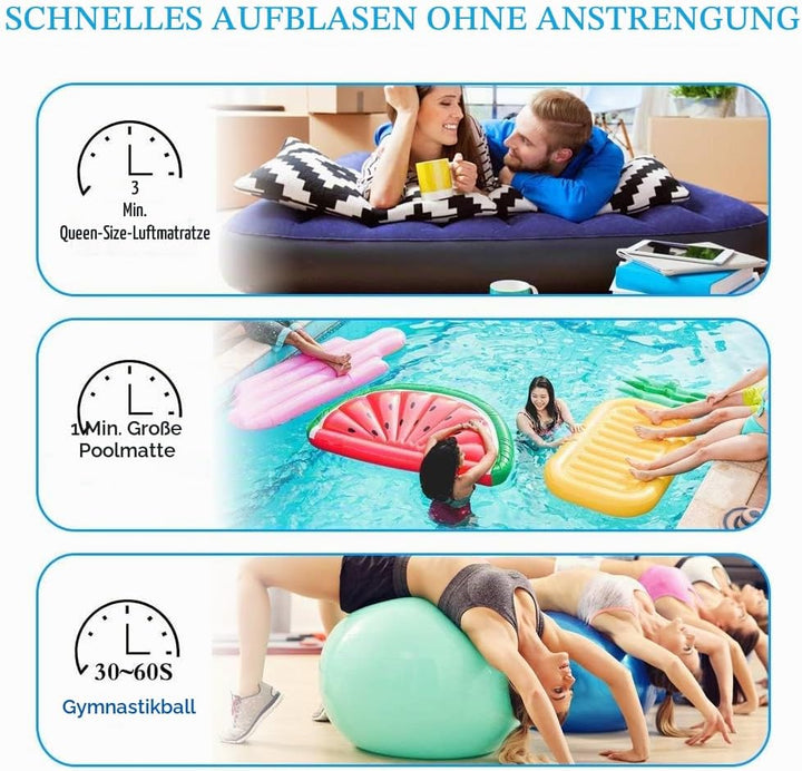 Elektrische Luftpumpe - HOSPAOP Luftmatratze Pumpe 2 in 1 Inflate und Deflate Portable Elektropumpe
