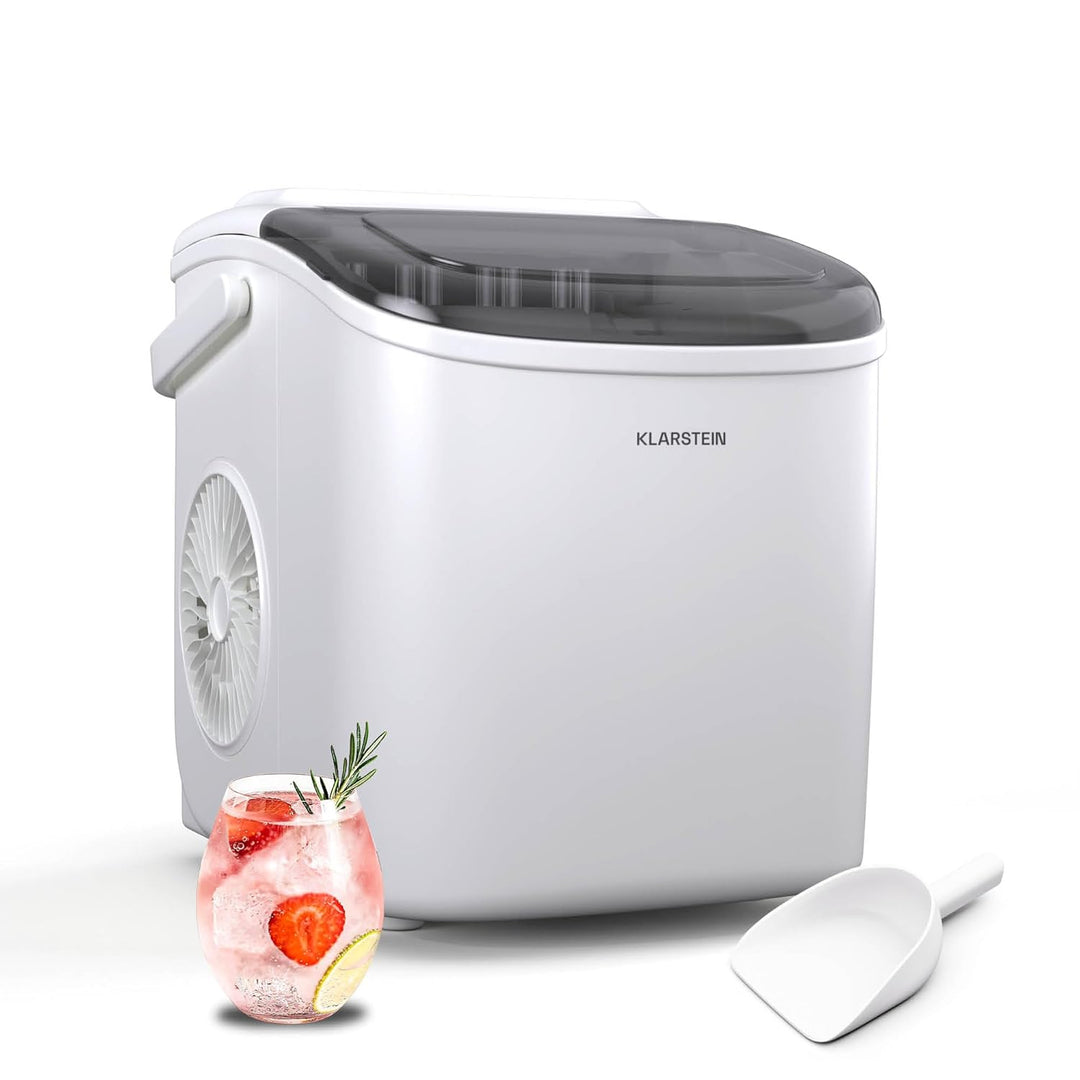 Klarstein Eiswürfelmaschine - 12kg/24h, 2 Grössen, 1,3L Wassertank, LED-Anzeigen, transparenter Deck