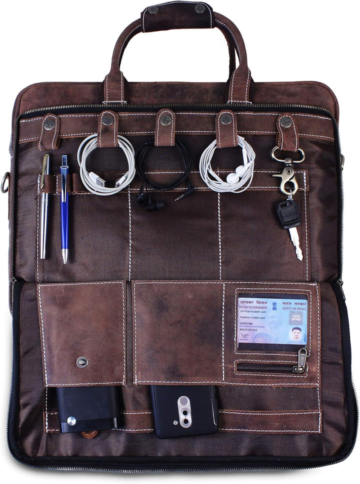 18 Zoll leather Laptop-Tasche für Männer: messenger Bag aus hochwertigem, weichem Leder Briefcase fü