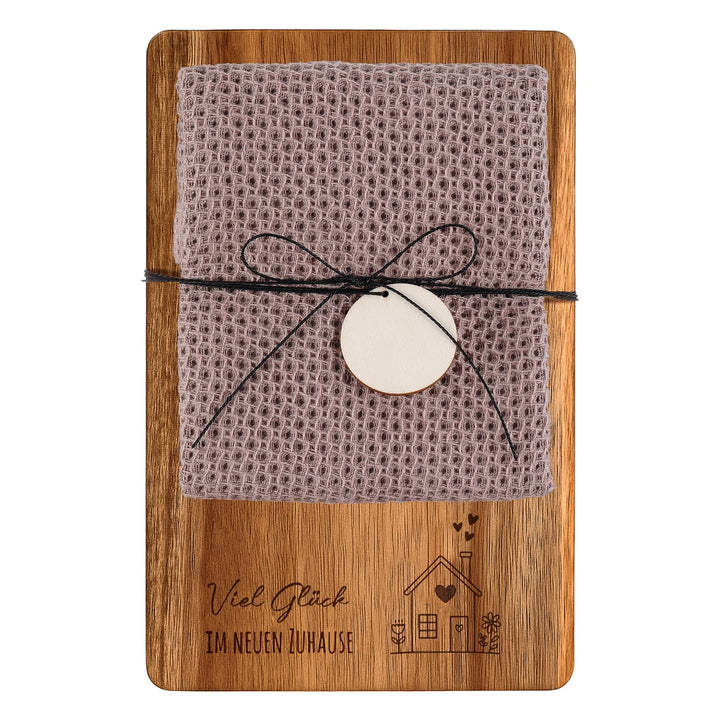Xuniea Einweihungsgeschenk Holz Schneidebrett Baumwolle Küchentuch Neues Zuhause Geschenk zum Einzug