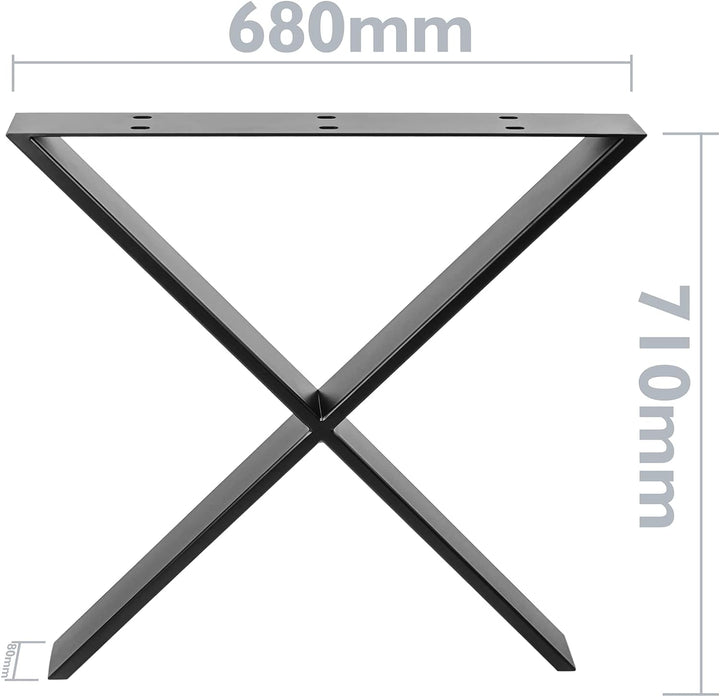 PrimeMatik - Tischbeine in 'X' aus Stahl 680 x 80 x 710 mm 2-Pack