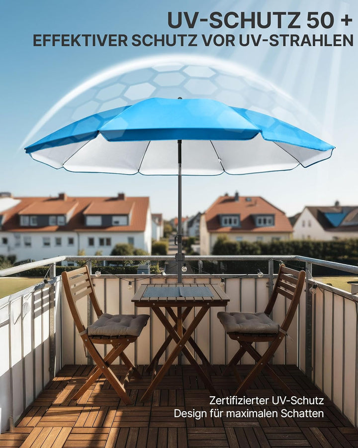 4smile Sonnenschirm Strand Ø 180 cm SunnyJoy, UPF 50+ Strandschirm, Strandschirm windfest stabil, So