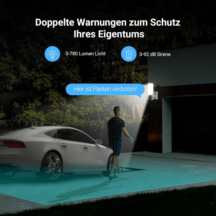 EZVIZ 2K WLAN Aussenkamera mit Zwei-Wege-Audio und Aktive Verteidigung, Flutlicht Kamera mit KI Pers