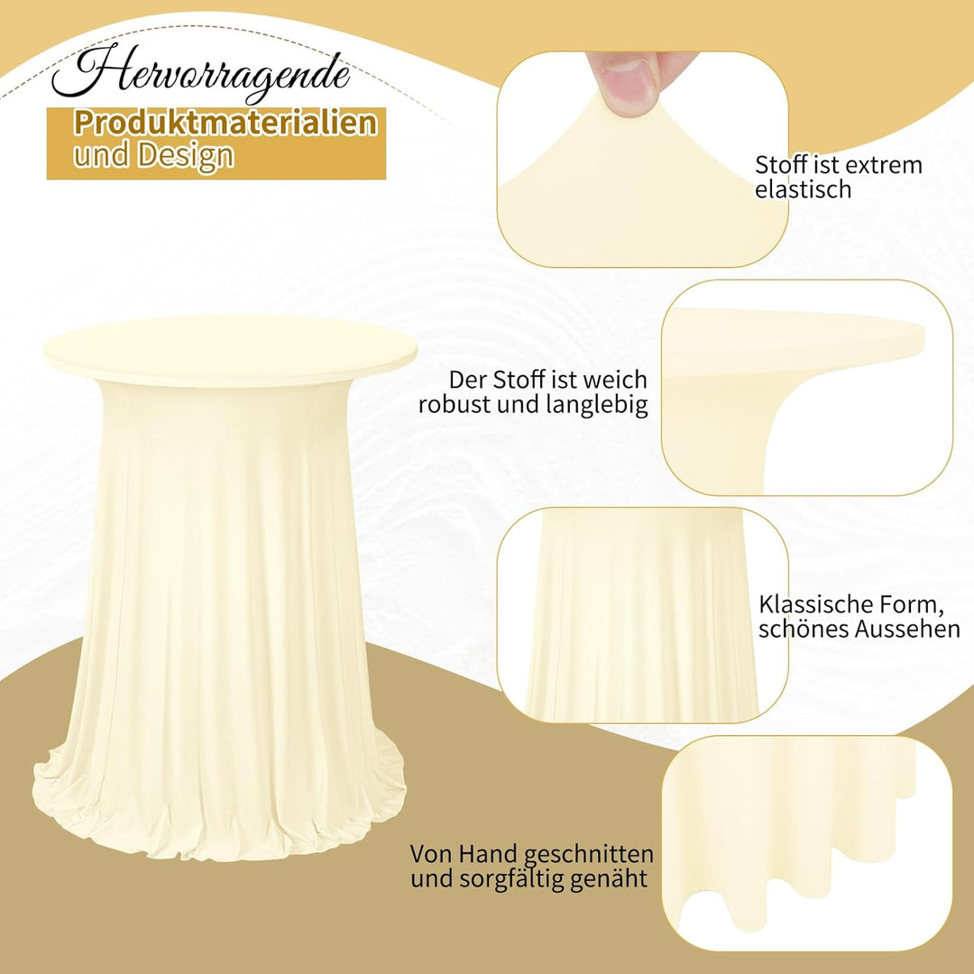 2er-Pack reisfarben Stehtisch Hussen Stretch mit Rock, 80 x 110 cm,schmutzabweisend, knitterfrei, wa