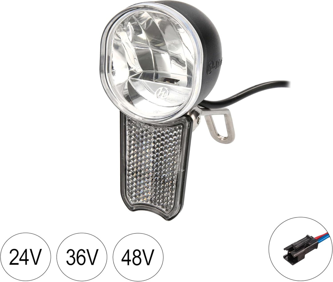 Vorderlicht, LED Scheinwerfer, StVZo zugelassen, E-Bike, Elektro Fahrrad, Pedelec, 6V bis 48V, SM-2A