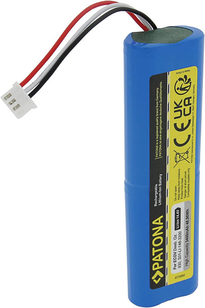 PATONA Akku 3400mAh Kompatibel mit Ecovacs Deebot Ozmo 930, S01-LI-148-2600