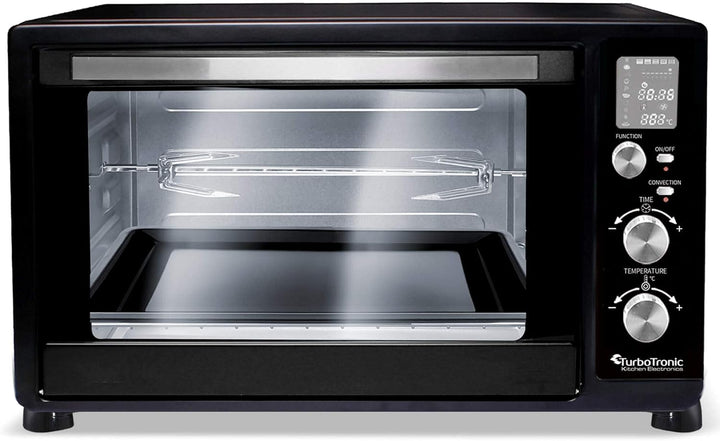 TurboTronic digitaler Minibackofen 45l schwarz 2000W, Drehspiess, 2 Backbleche, Timer, Dörrer, Dörrg