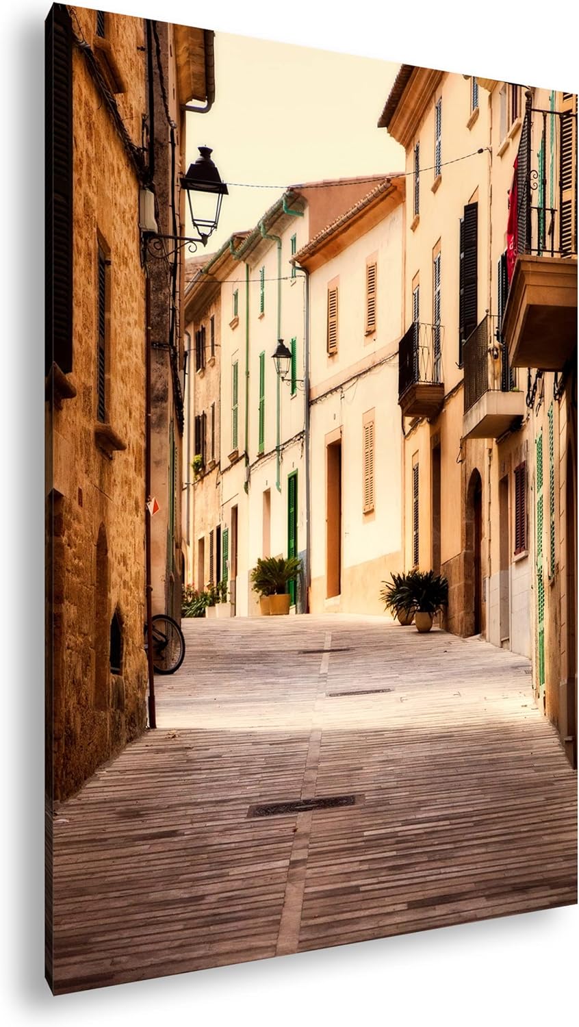 Fussweg in der Altstadt Format: 100x70 cm als Leinwandbild, Motiv fertig gerahmt auf Echtholzrahmen,