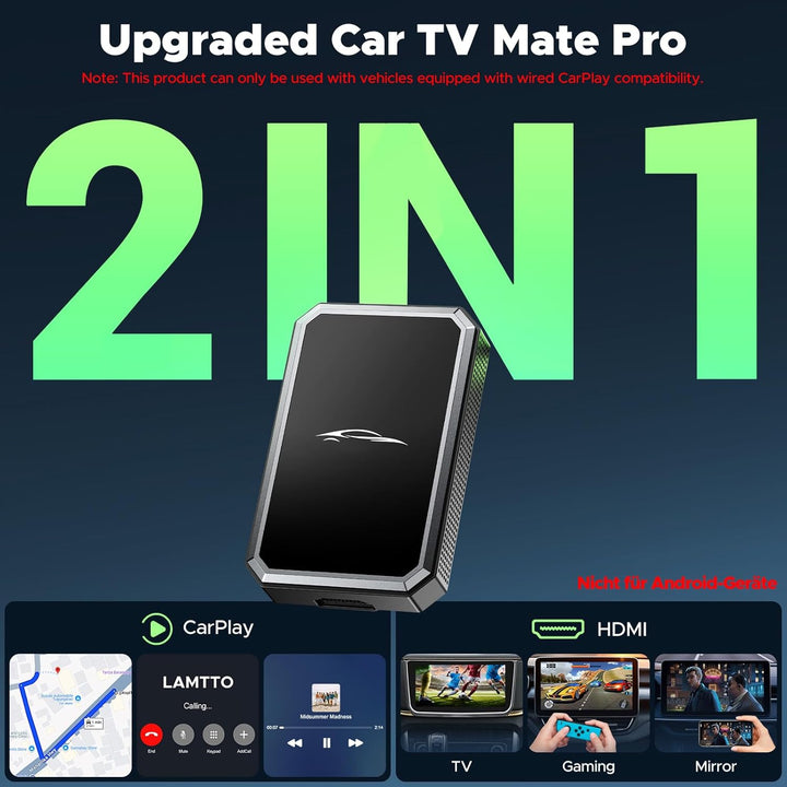 LAMTTO Car TV Mate mit Wireless CarPlay Adapter 2-in-1 HDM1 Multimedia Streaming Video für Fire TV S