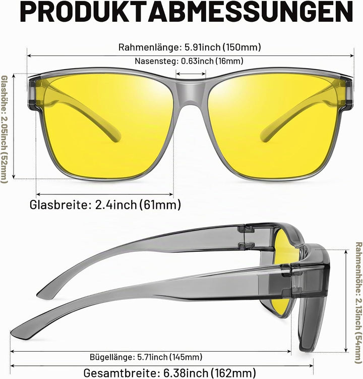 URUMQI Nachtsichtbrille für Autofahrer, Nachtfahrbrille Nachtbrille zum Autofahren Damen Herren, Aut