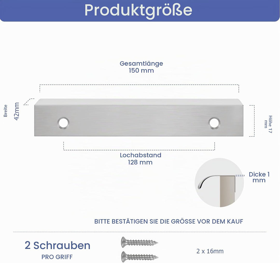 LS7027SNB Möbelgriffe Gebürstetes Nickel Türgriffe Küche - Lochmitte 128mm Modernes Griff LONTAN Alu
