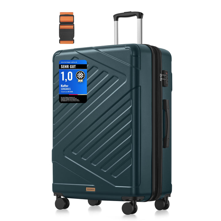 SONGMICS Koffer, Reisekoffer, Hartschalenkoffer mit TSA-Schloss, Koffergurt, ABS-Trolley, 4 Zwilling