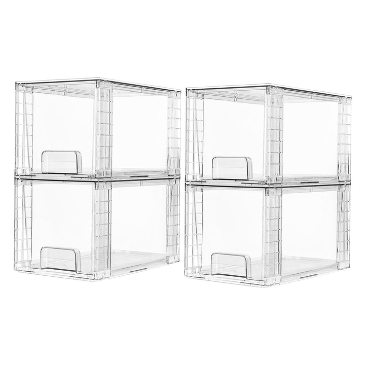 Vtopmart 4er-Pack grosse stapelbare Aufbewahrungsschubladen, transparente Acryl-Schubladenorganisato