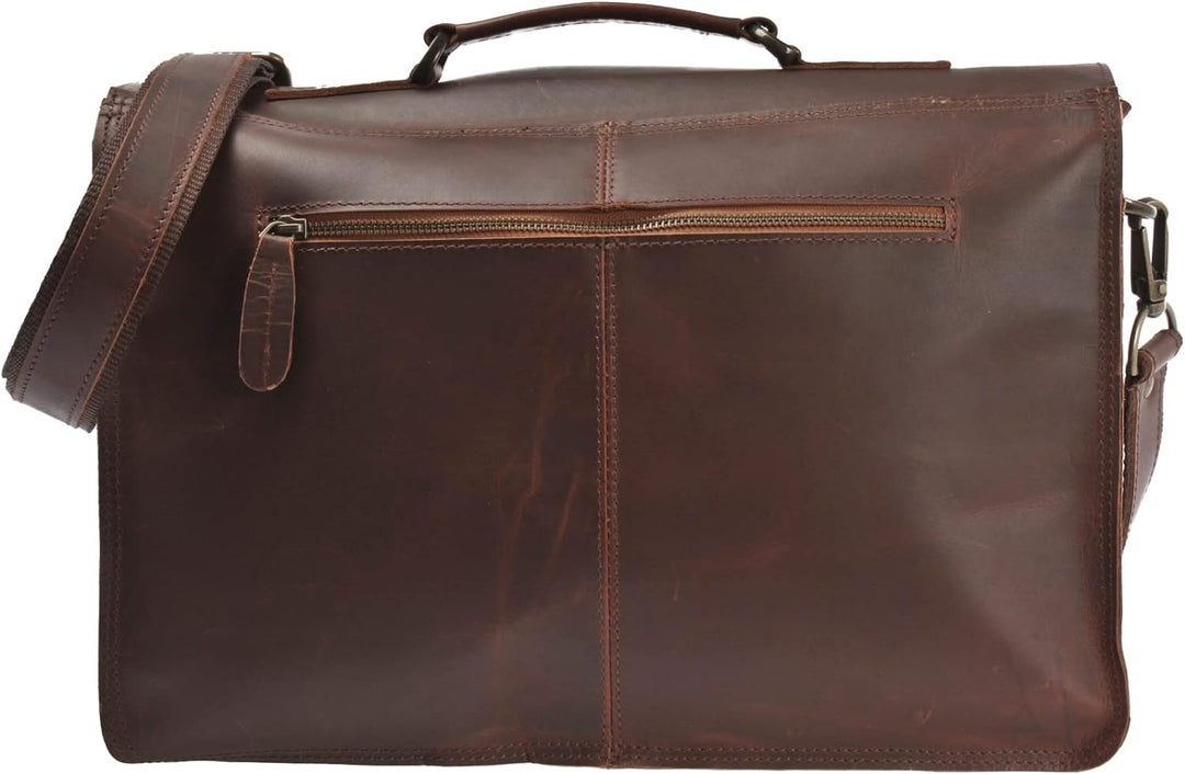 LECONI Collegetasche Echt-Leder Retro Damen + Herren Messenger Bag Unisex DIN A4 Aktentasche Schulta