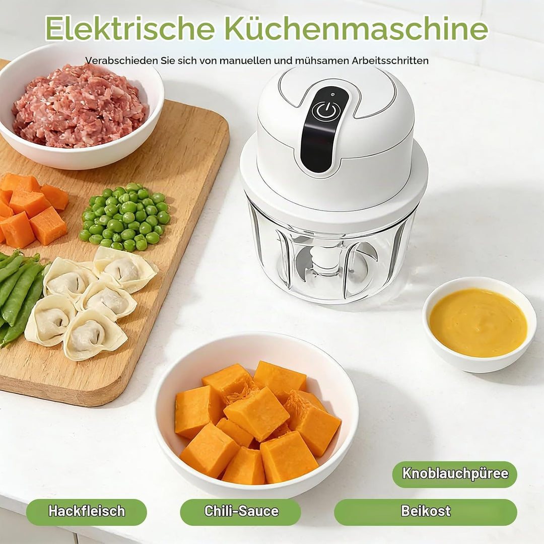 Elektrischer Küchenzerkleinerer, Zwiebelzerkleinerer elektrisch 350 ml, Mini Zwiebel Zerkleinerer El