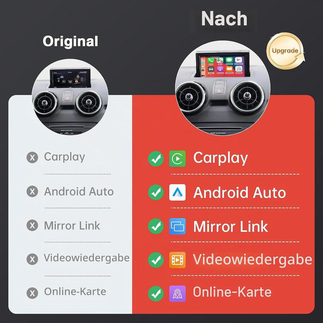 Road Top Wireless CarPlay Interface für Audi A1 RMC 2013-2018 | CarPlay Modul, Unterstützung für App