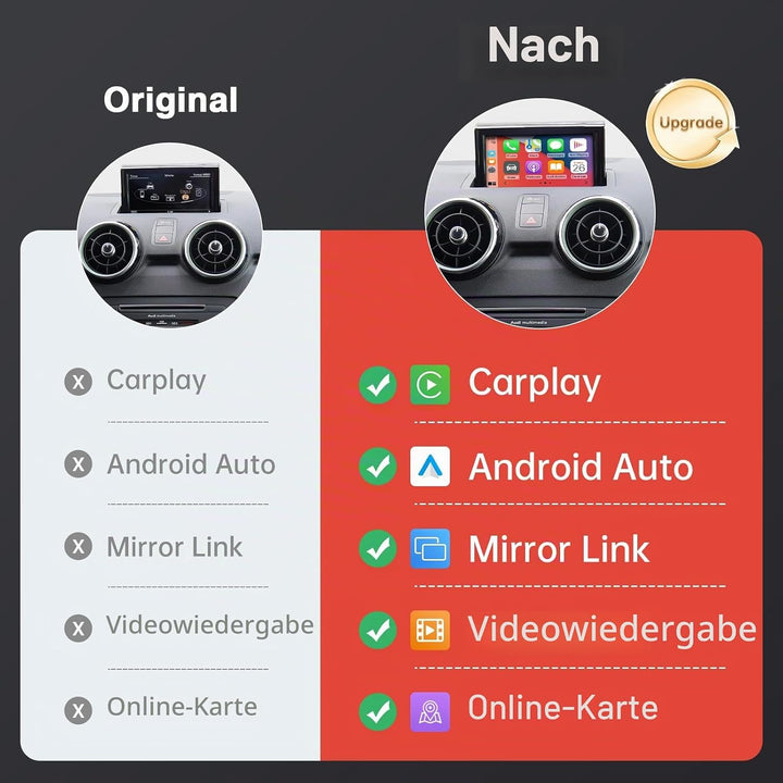 Road Top Wireless CarPlay Interface für Audi A1 RMC 2013-2018 | CarPlay Modul, Unterstützung für App