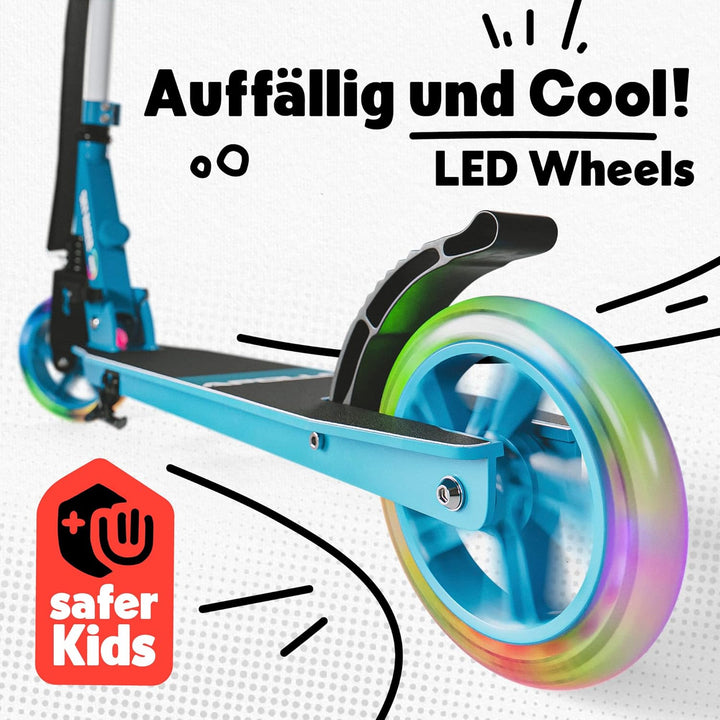 Apollo Skyracer City Roller mit LED Leuchträdern | Roller Kinder 6 Jahre | City Scooter mit Federung