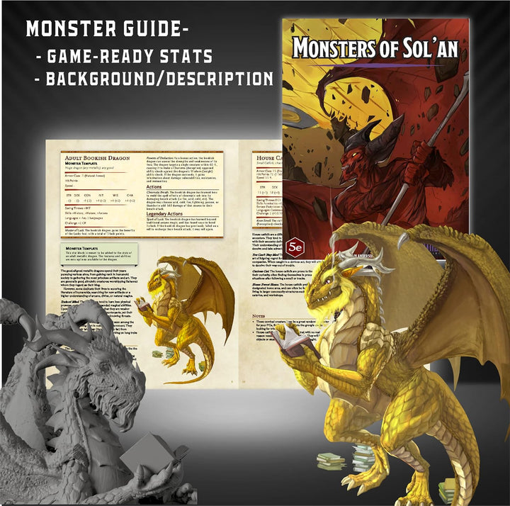 Wildspire Fantasy Bookish Dragon Miniatur – Riesige Grösse 15,2 cm für DND-Miniaturen, 28 mm, Bulk D